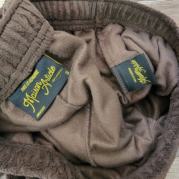 Maison Article Embossed Velour Cargo Pants Men's S Brown Hip Hop Streetwear - Picture 9 of 11